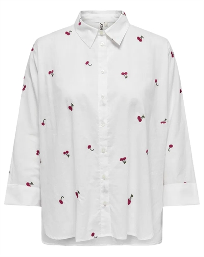 Only - New Lina Grace Embroidery Skjorte - Bright White 